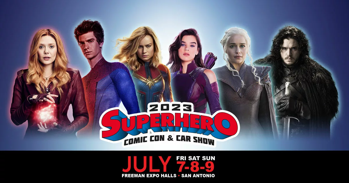 A lineup of celebrities attending the 2023 Superhero Comic Con & Car Show
